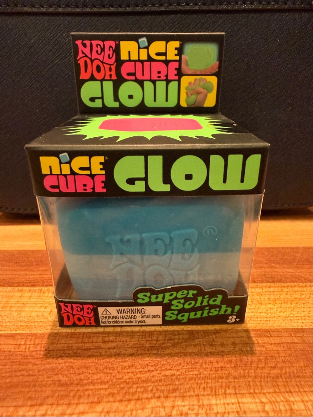 NWT NEEDOH Nice Cube Glow - Glow-in-the-dark Squishy Toy - Blue